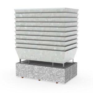 Set aus 10 Auffangwannen aus Stahl für 2 x 200 l Fässer, Gitterrost, verzinkt, unterfahrbar und stapelbar