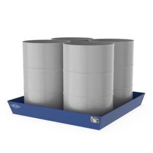 Sitzbank FlameShelter, Gestell aus Cortenstahl, Sitzfläche aus Holz, geschlossene Ausführung Parkbank Produktbild Paletten-Auffangwanne aus Stahl für 4 x 200 l Fässer, ohne Gitterrost, lackiert, 1300x1300x170mm