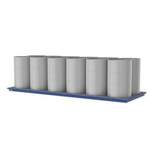 Paletten-Auffangwanne aus Stahl für 12 x 200 l Fässer, mit Gitterrost, lackiert, 3680x1300x100mm