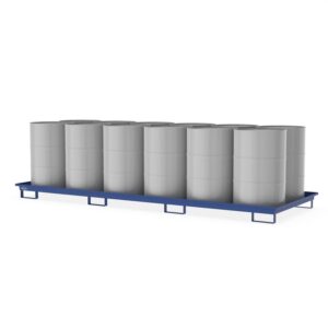 Auffangwanne aus Stahl für 12 x 200 l Fässer, ohne Gitterrost, unterfahrbar, lackiert, 3680x1300x190mm Auffangwannen aus Stahl Produktbild Auffangwanne aus Stahl für 12 x 200 l Fässer, ohne Gitterrost, unterfahrbar, lackiert, 3680x1300x190mm