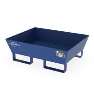 Parkbank CUBIC aus Flachstahl, Sitzfläche aus Holz, verzinkt und farbbeschichtet, 4-Sitzer Parkbank Produktbild Auffangwanne aus Stahl für 1 x 60 l Fass, ohne Gitterrost, unterfahrbar, lackiert, 800x640x280mm