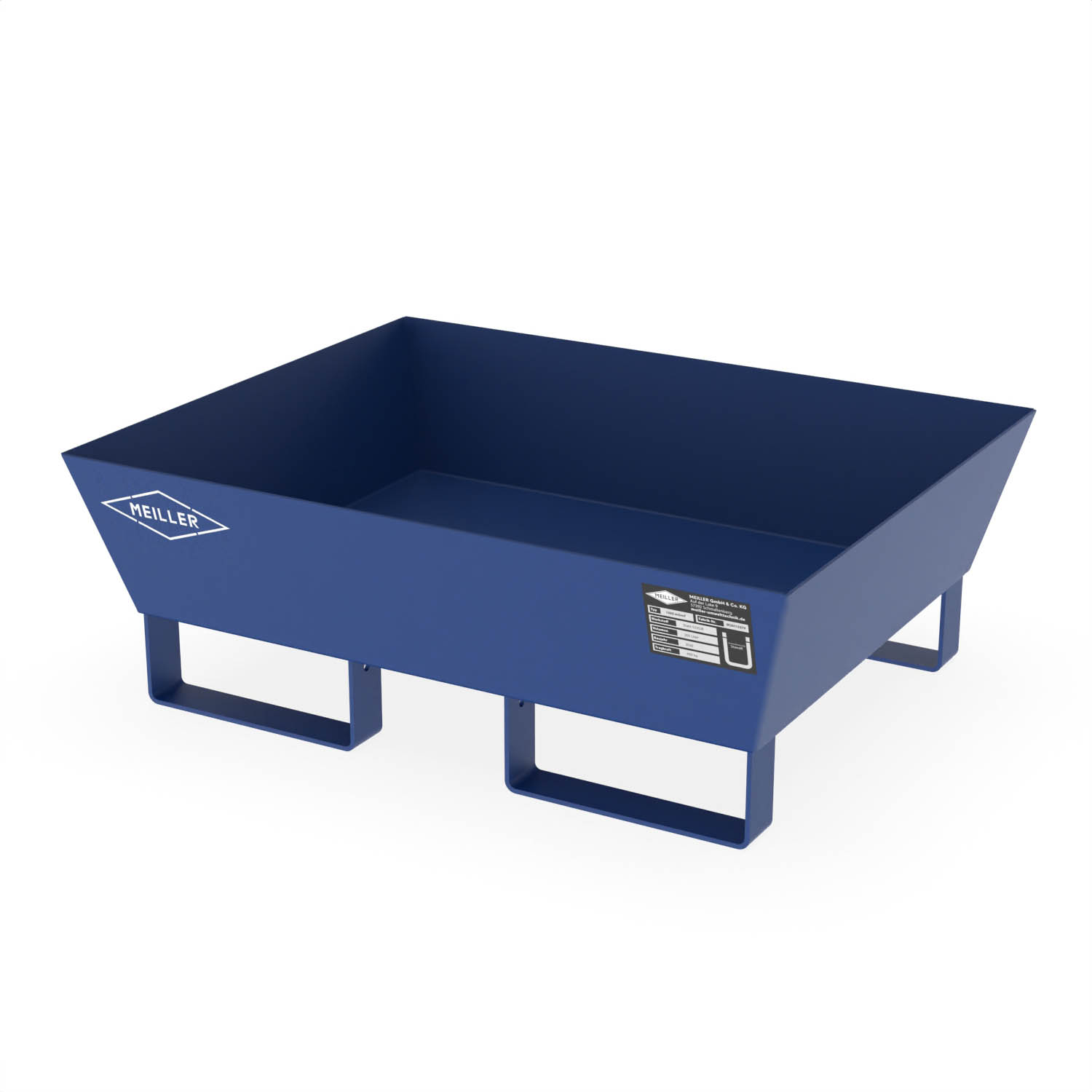 Auffangwanne aus Stahl für 1 x 60 l Fass, ohne Gitterrost, unterfahrbar, lackiert, 800x640x280mm