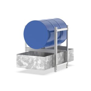 Stapelregal mit Auffangwanne aus GFK für 4 x 200 l Fässer Fass-Stapelregale Produktbild Fass-Stapelregal für 1 x 200 l Fass mit Auffangwanne aus Stahl, 204 l, verzinkt, Bausatz