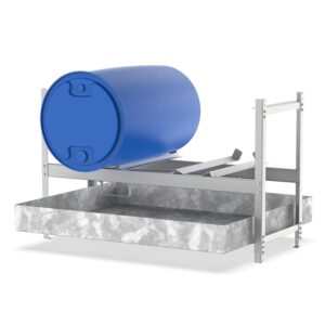 Stapelregal mit Auffangwanne aus GFK für 4 x 200 l Fässer Fass-Stapelregale Produktbild Fass-Stapelregal für 2 x 200 l Fässer mit Auffangwanne aus Stahl, 206 l, verzinkt, Bausatz