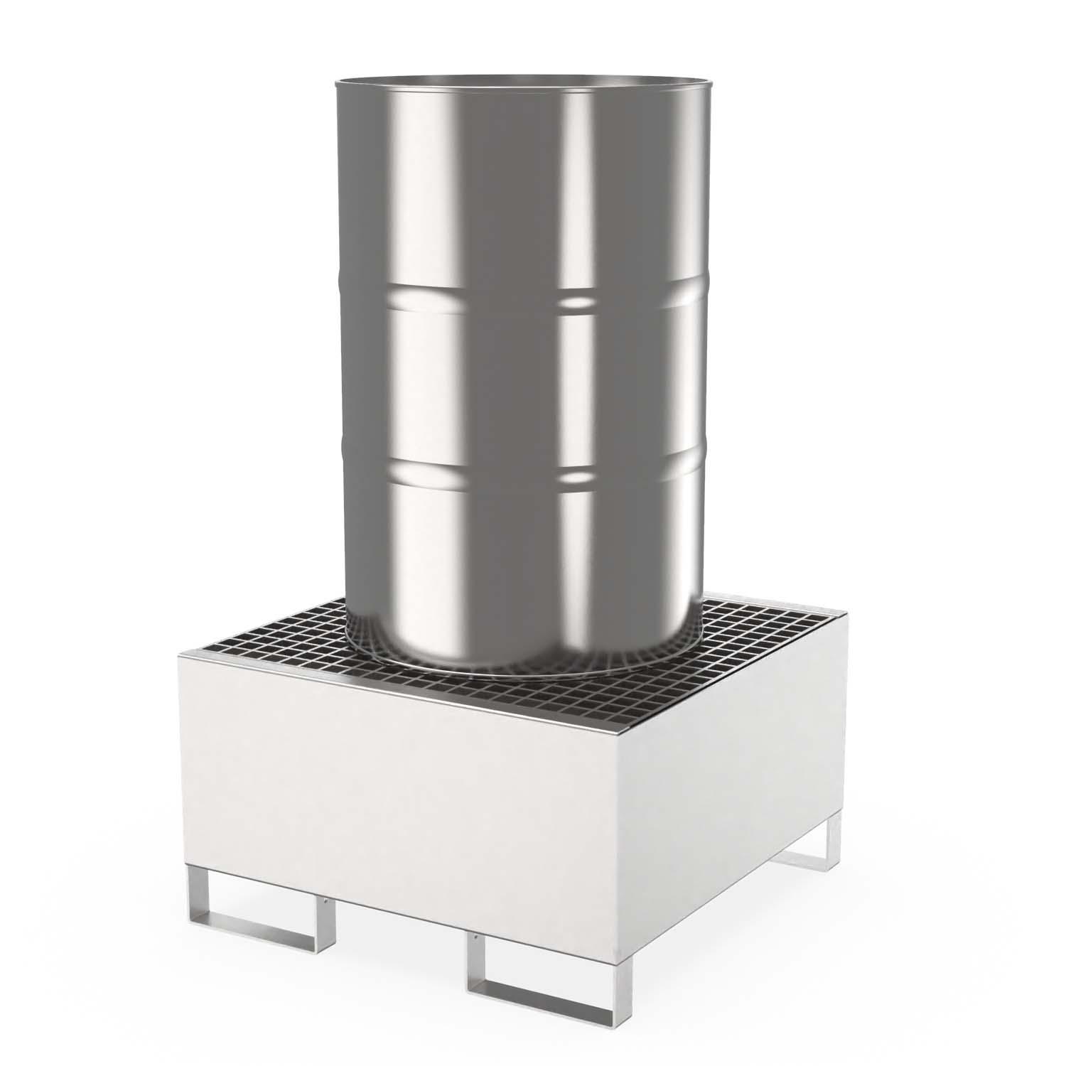 Auffangwanne aus Edelstahl für 1 x 200 l Fass, Auffangvolumen 200 l