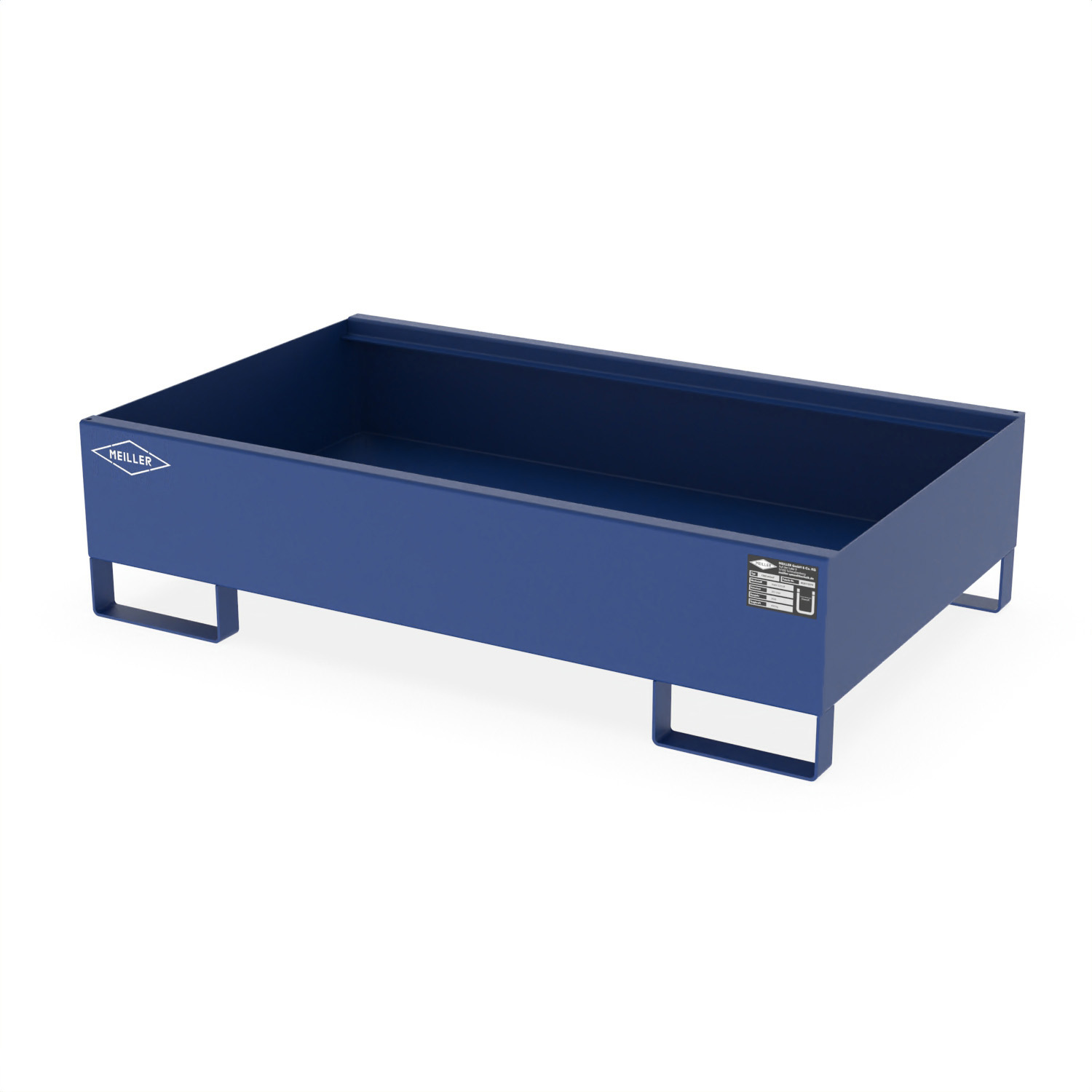 Auffangwanne aus Stahl für 2 x 200 l Fässer, ohne Gitterrost, unterfahrbar, 1300x800x335mm