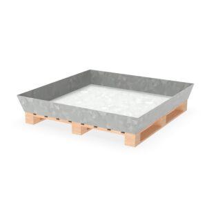 Auffangwanne aus Stahl für 3 x 200 l Fässer, ohne Gitterrost, unterfahrbar, lackiert, 2010x800x280mm Auffangwannen aus Stahl Produktbild Paletten-Auffangwanne aus Stahl für 4 x 200 l Fässer, ohne Gitterrost, verzinkt
