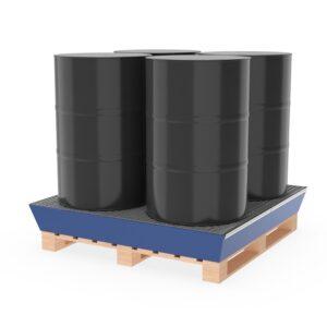 Auffangwanne aus Stahl economy-line für 1 x 1000 l IBC, lackiert, mit Auflageprofilen, 1300x1120x1050mm Auffangwannen aus Stahl Produktbild Auffangwanne aus Stahl für 4 x 200 l Fässer, mit Gitterrost, lackiert