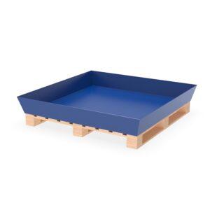 Auffangwanne aus Stahl economy-line für 1 x 1000 l IBC, lackiert, mit Auflageprofilen, 1300x1120x1050mm Auffangwannen aus Stahl Produktbild Paletten-Auffangwanne aus Stahl für 4 x 200 l Fässer, ohne Gitterrost, lackiert