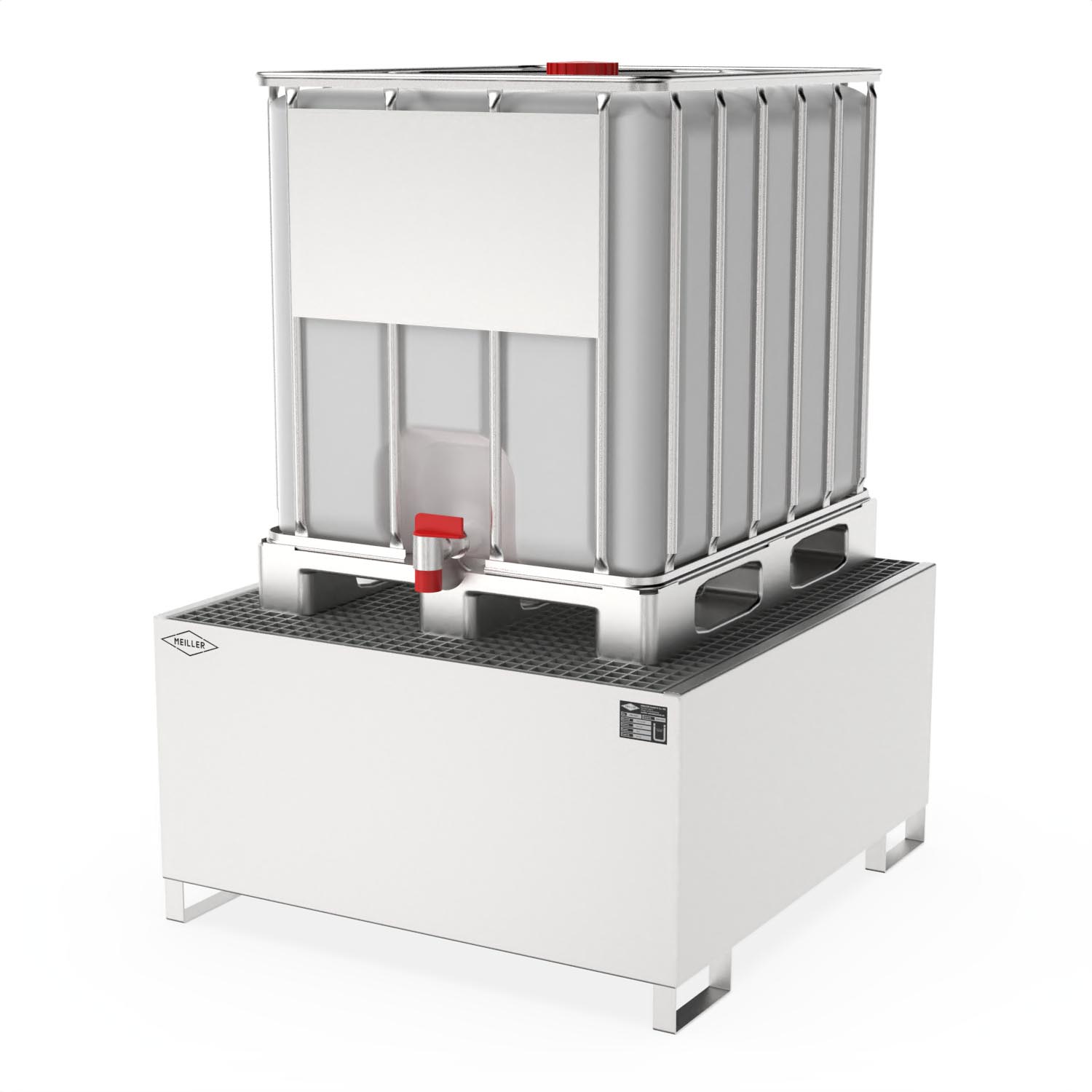 Auffangwanne aus Edelstahl für 1 IBC, Auffangvolumen 1000 l, 1790x1300x665mm Auffangwannen aus Edelstahl Produktbild Auffangwanne aus Edelstahl für 1 IBC, Auffangvolumen 1000 l, 1790x1300x665mm