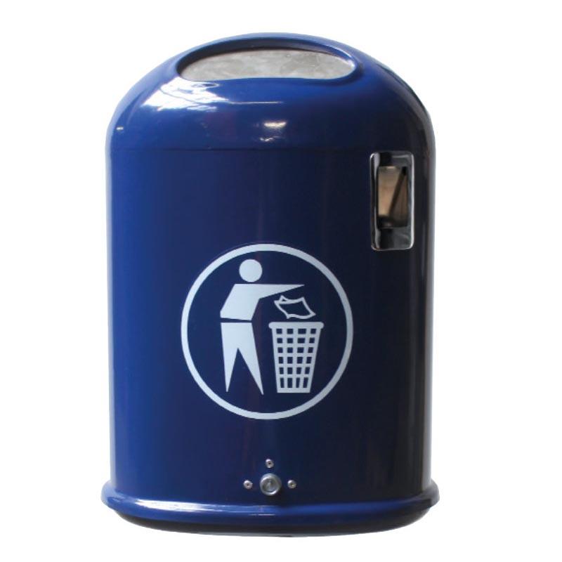 Abfallbehälter oval, Volumen 45 l, mit selbstschließender Federklappe, zur Wand- oder Pfostenmontage, Ascher