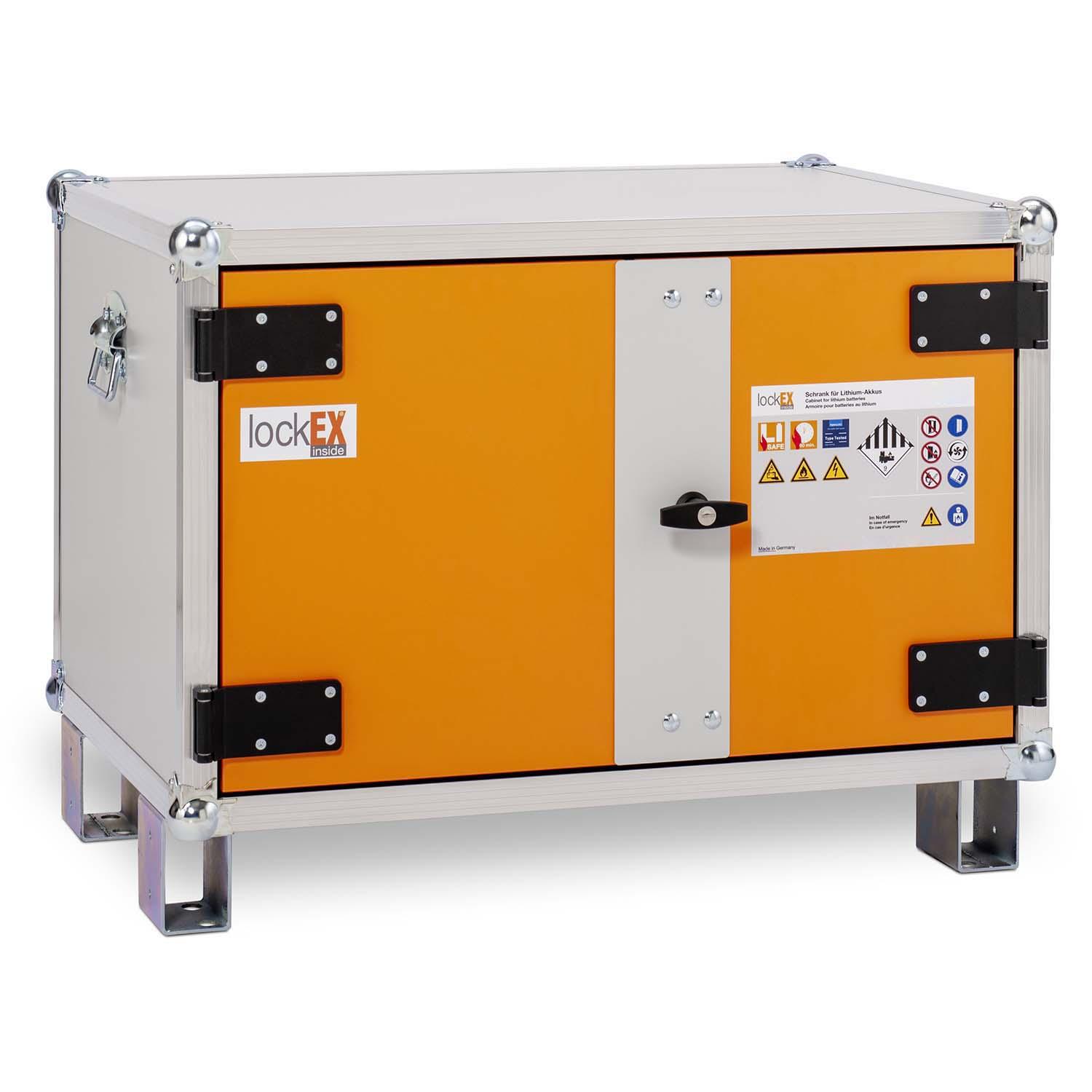 Lithium-Ionen-Akku-Ladeschrank premium 8/5, Rauchmelder, mit Füßen, lockEX 2.0, VDMA-geprüft, BMA-fähig