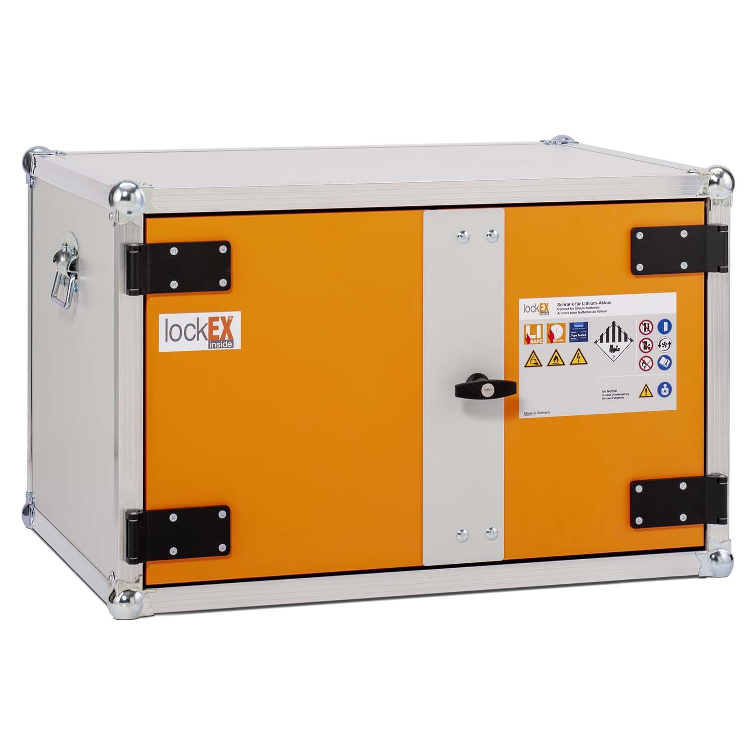 Lithium-Ionen-Akku-Ladeschrank premium 8/5, Rauchmelder, ohne Füße, lockEX 2.0, VDMA-geprüft, BMA-fähig