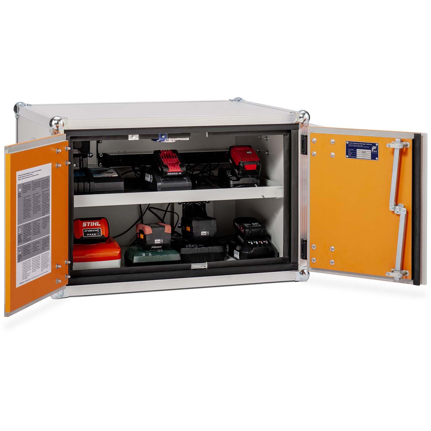 Lithium-Ionen-Akku-Ladeschrank premiumPLUS 8/5, Rauchmelder, ohne Füße, lockEX 2.0, VDMA-zertifiziert, BMA und Fernalarm