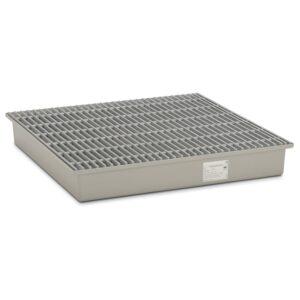 Auffangwanne aus GFK für 4 x 200 l Fässer, Volumen 220 l, mit GFK-Gitterrost, ohne Füße, mit Zulassung