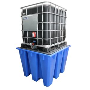 Auffangwanne aus Kunststoff (PE-HD) für 1 IBC, Auffangvolumen 1100 l, mit PE-HD-Stellebene