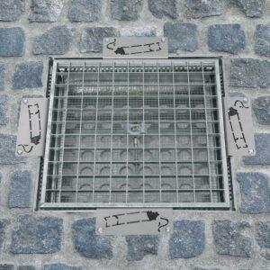 Bodenascher aus Stahl für Außenbereiche, 400x400x150 mm