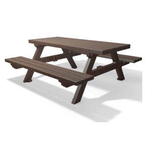 Bank-Tisch-Kombination ISOLA aus Recycling-Kunststoff, 8-Sitzer, braun