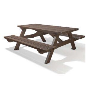 Bank-Tisch-Kombination SERENGETI aus Recycling-Kunststoff, 8-Sitzer, braun