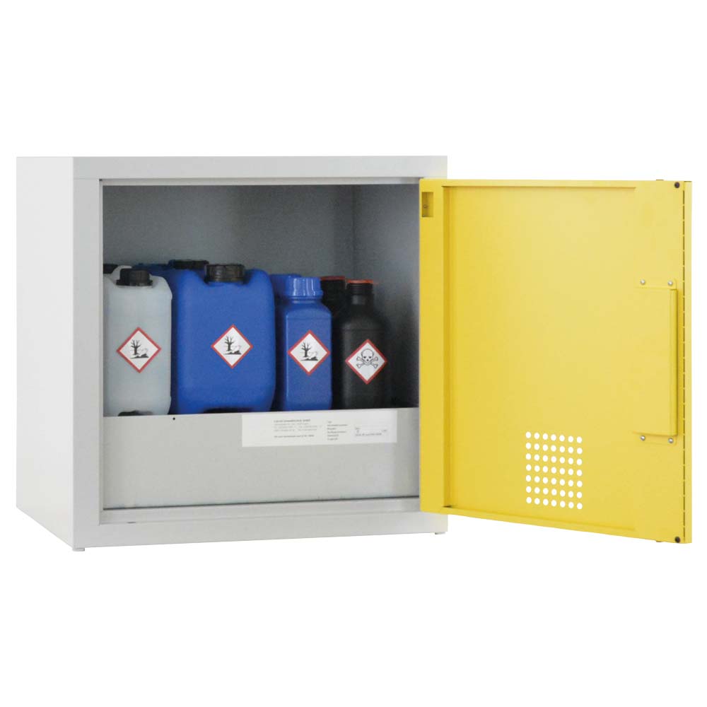 Chemikalien-Abzugsunterschrank aus Stahl mit Auffangwanne à 25 l, 600 x 500 x 600 mm Umweltschrank Produktbild Chemikalien-Abzugsunterschrank aus Stahl mit Auffangwanne à 25 l, 600 x 500 x 600 mm