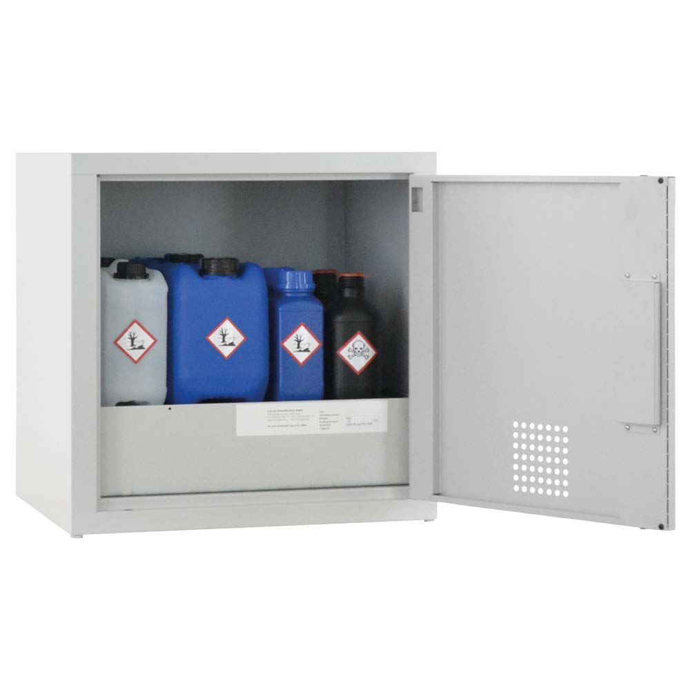 Chemikalien-Abzugsunterschrank aus Stahl mit Auffangwanne à 25 l, 600 x 500 x 600 mm