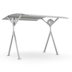 Schwenküberdachung D 560 aus Stahl, verzinkt, Dacheinkleidung aus Wellblech, zum Aufdübeln