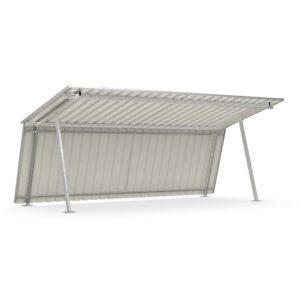 Fahrradüberdachung D 577 aus Stahl, verzinkt, Dach und Rückwand aus Trapezblech, verzinkt und farbbeschichtet, zum Aufdübeln, B 5.010mm, Grundeinheit