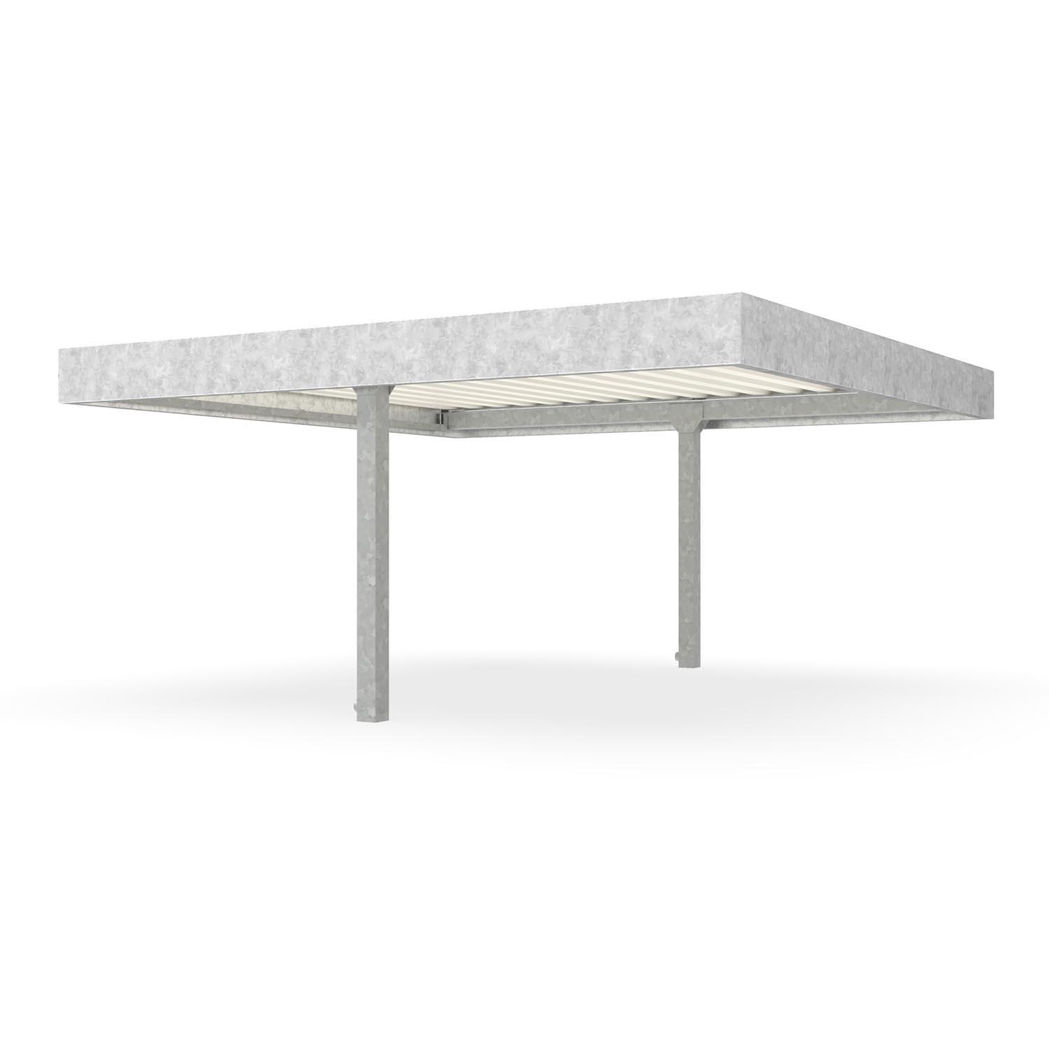 Fahrradüberdachung D 578, Konstruktion und Dachblenden verzinkt, Breite 4900 mm, doppelseitig, Grundeinheit