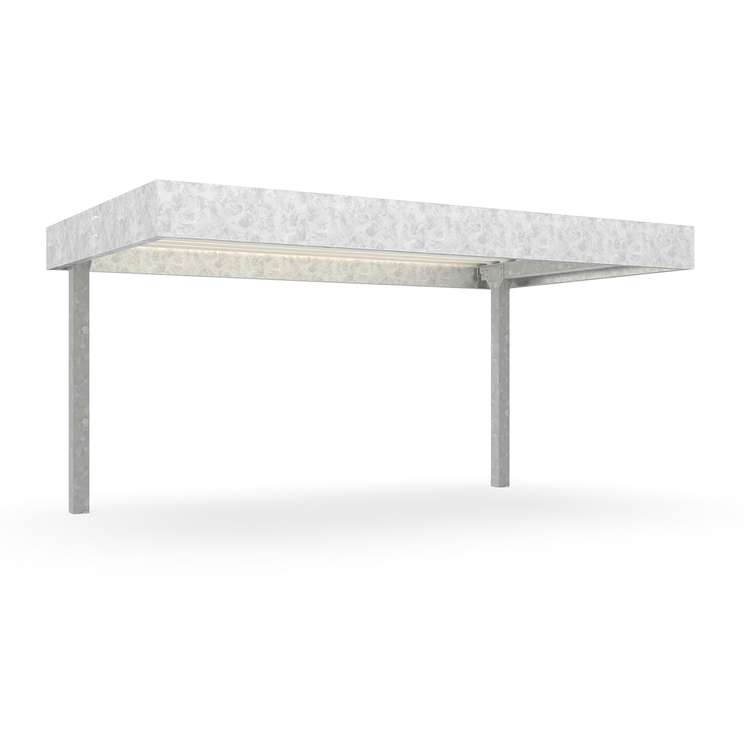 Fahrradüberdachung D 579, Konstruktion und Dachblenden verzinkt, Breite 4900 mm, Grundeinheit