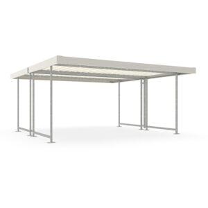 Fahrradüberdachung D 581, Konstruktion verzinkt, Blenden und Trapezbleche farbbeschichtet, doppelseitig, Breite: 4750 mm, Grundeinheit