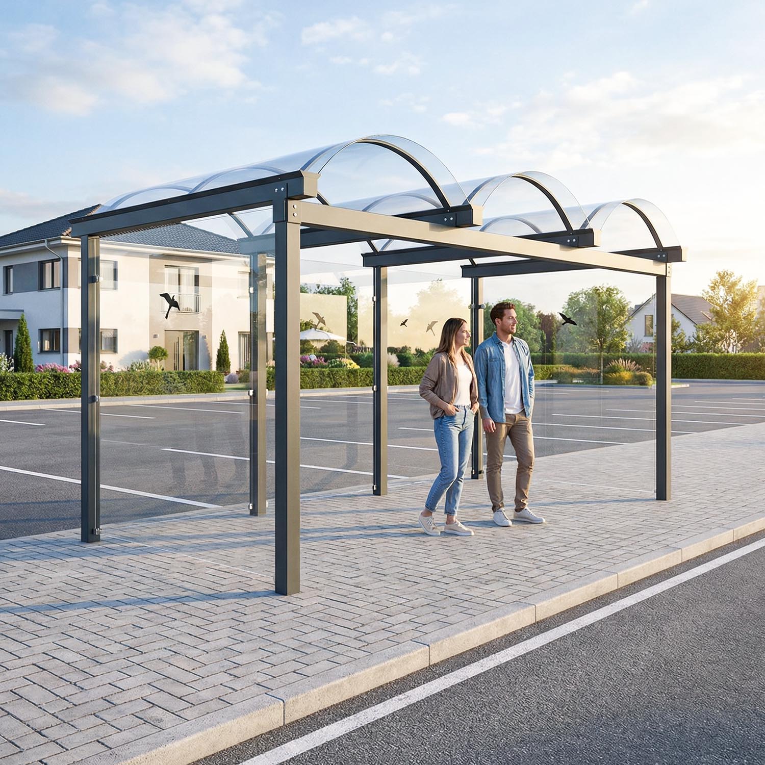 D 589 Wartehalle, Grundeinheit, einseitig, Breite 3000 mm