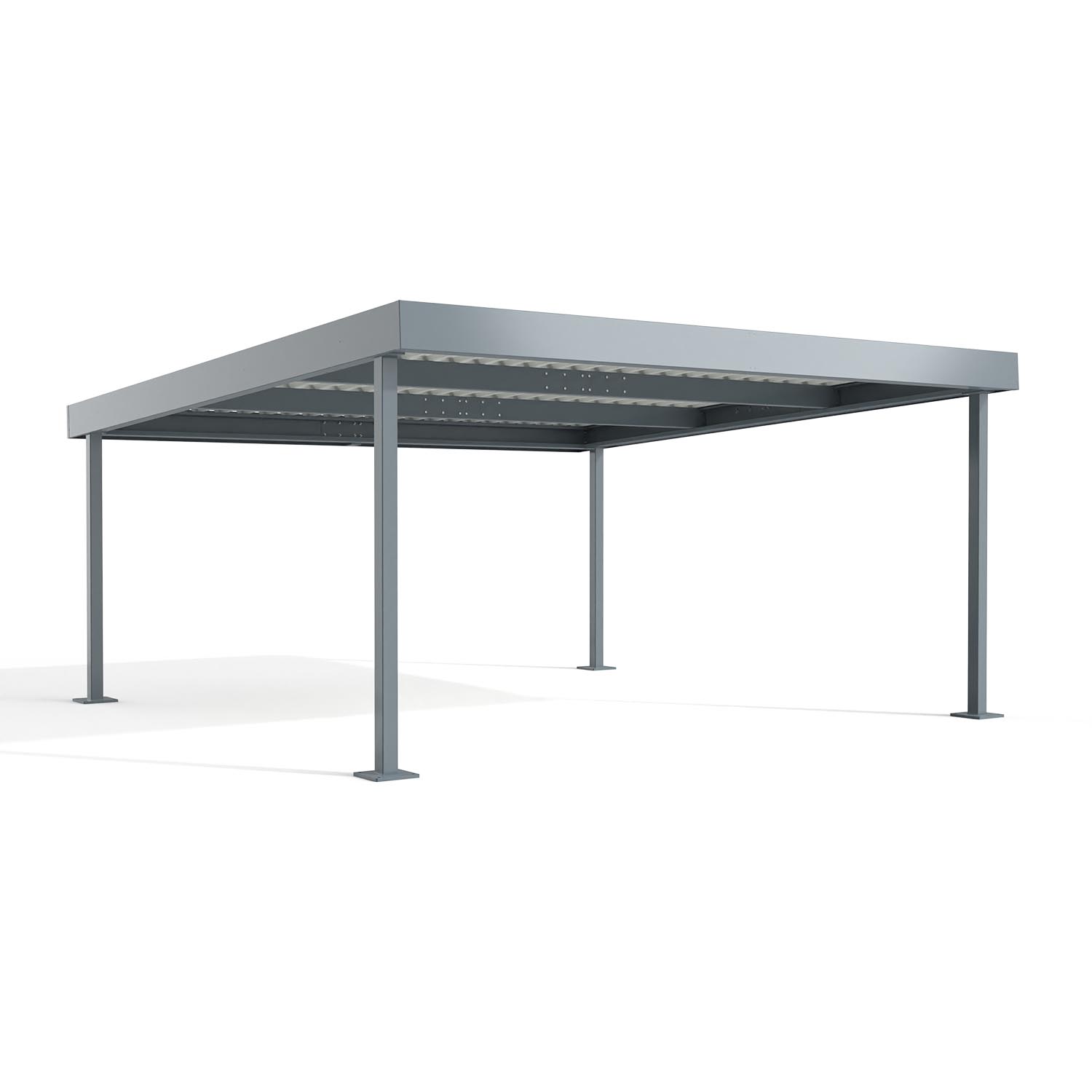Carport Typ D580, Grundeinheit für 2 PKW, Achsmaß B 5000 mm, verzinkt und pulverbeschichtet, Attika beschichtet, 5354x5169x2450mm