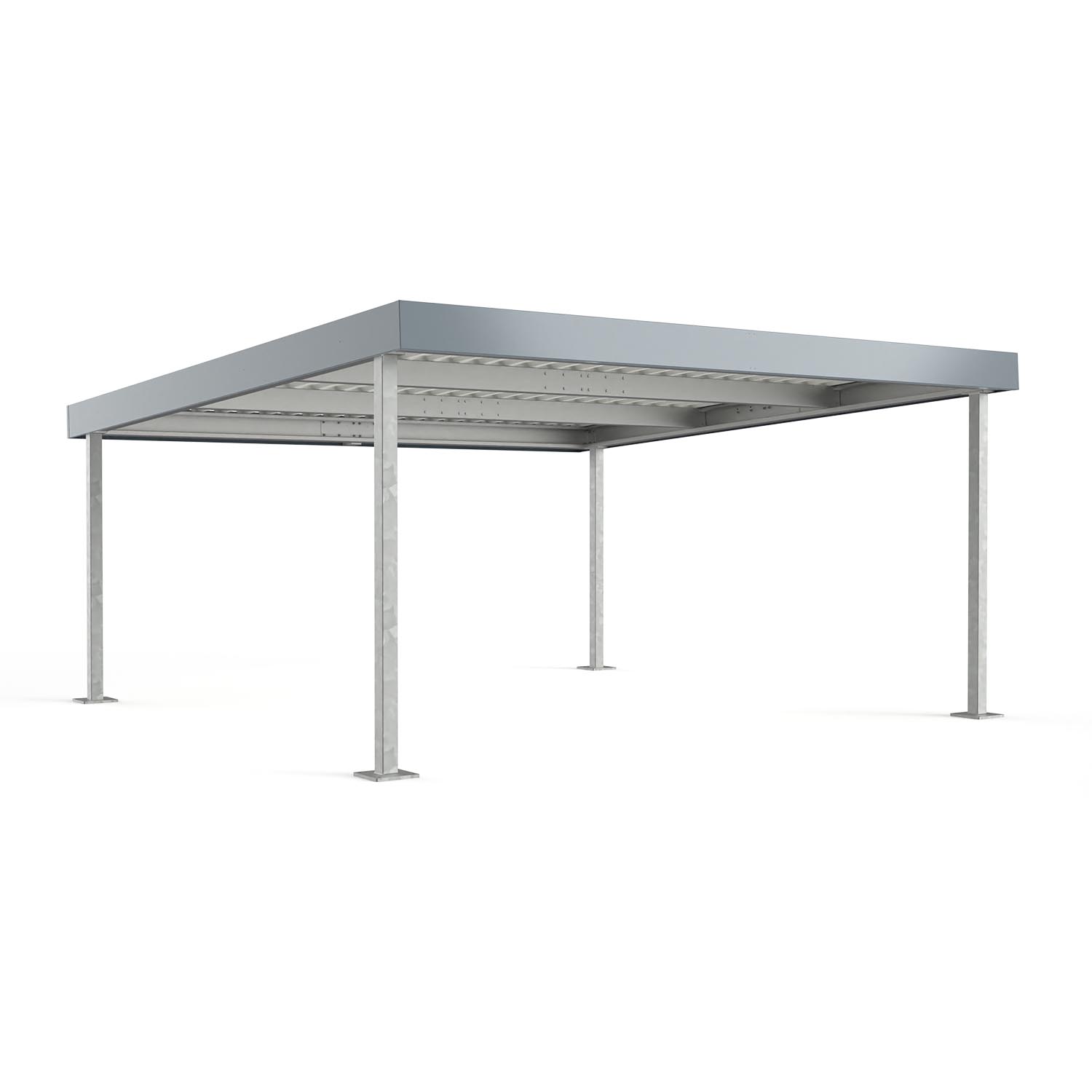 Carport Typ D580, Grundeinheit für 2 PKW, Achsmaß B 5000 mm, verzinkt, Attika beschichtet, 5354x5169x2450mm