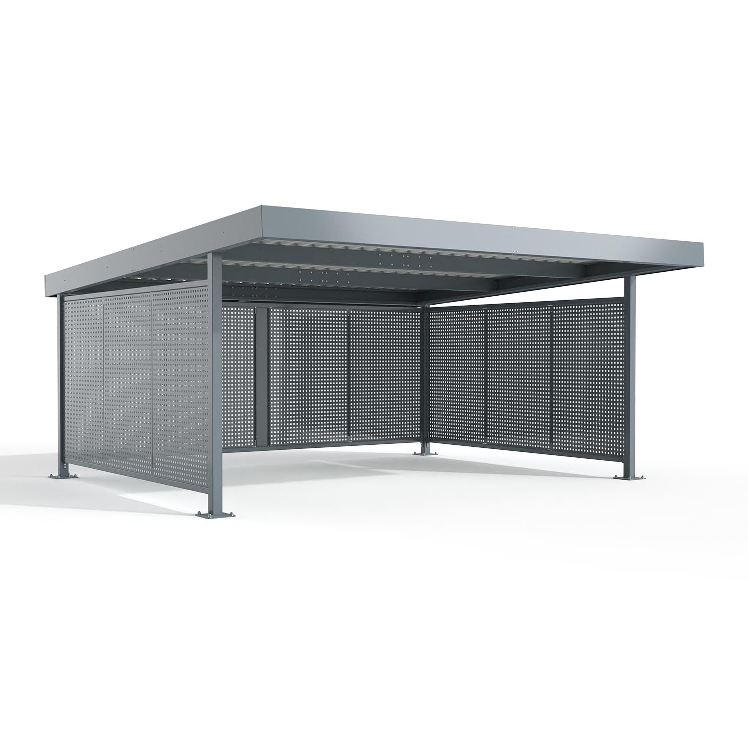 Entwässerung des Carports: Die nicht sichtbare Entwässerung erfolgt von den Rinnenpfetten durch die hinteren Rohrstützen, wahlweise ober- und unterirdisch.