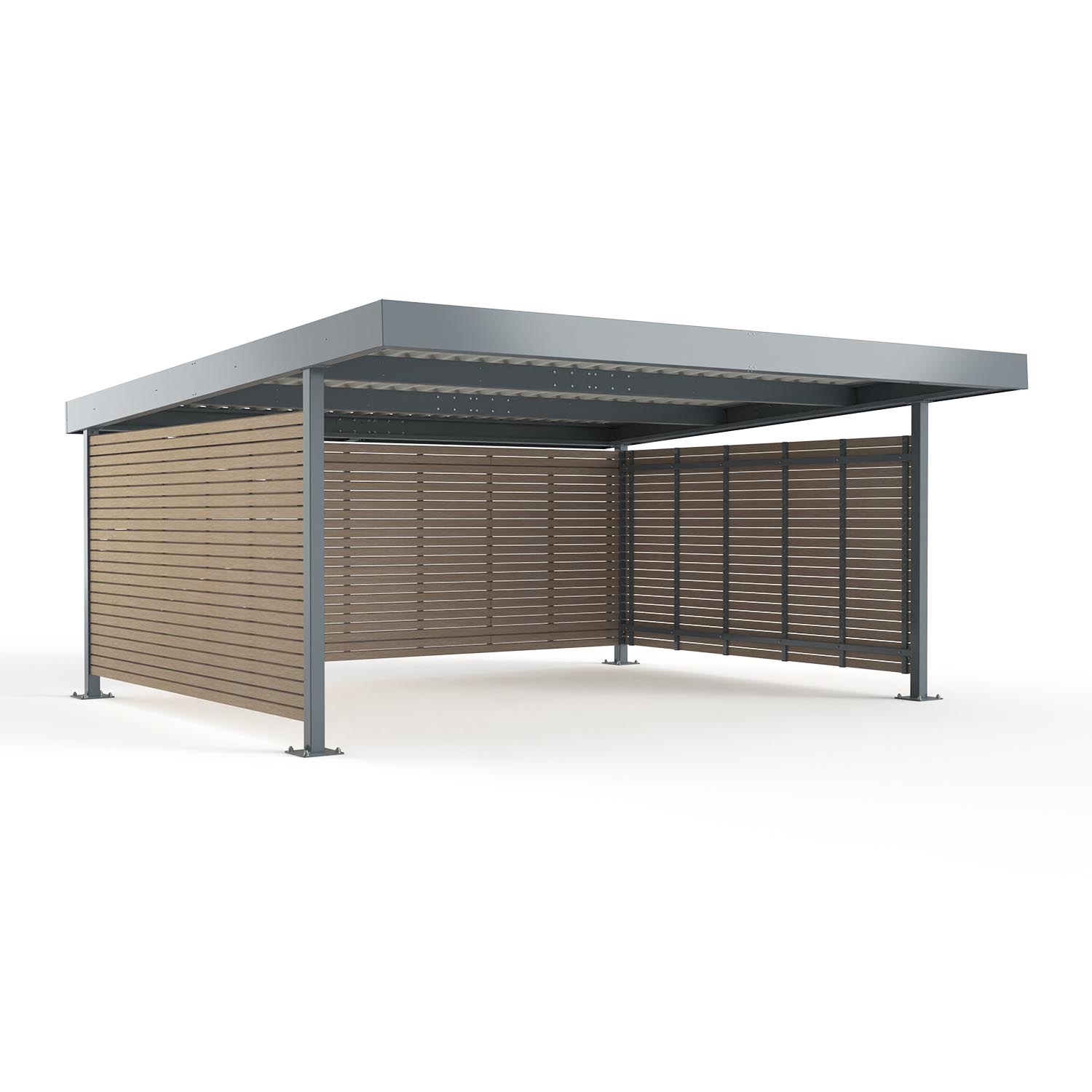 Carport Typ D583, für 2 PKW, mit Pultdach, Seitenwände aus Rhombus-Holz, 5354x5585x2450mm