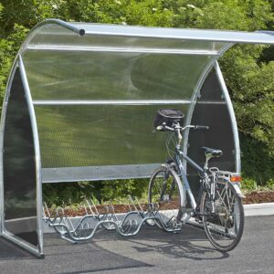 Fahrradunterstand D 855, mit Seitenwänden aus Stahlblech, Motiv Schilf, 5150x5600x2360mm Fahrradüberdachungen Produktbild Fahrradunterstand D 801, Dach aus Polycarbonat, 2210x2240x2200mm, Grundeinheit, BLACK EDITION