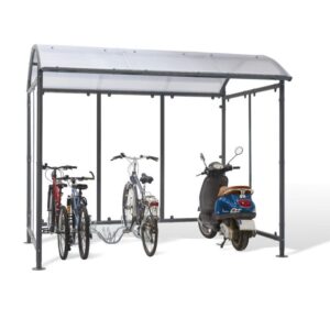 Fahrradunterstand D 814, Seiten- und Rückwände aus Plexiglas, 3220x2210x2610mm, Grundeinheit