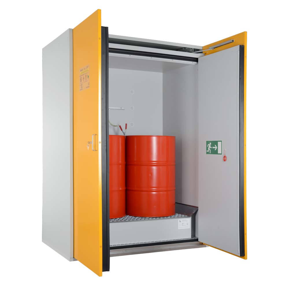 F90 Fassschrank mit Bodenwanne und Gitterrost, Breite 155 cm F90 Sicherheitsschränke für Fässer Produktbild F90 Fassschrank mit Bodenwanne und Gitterrost, Breite 155 cm