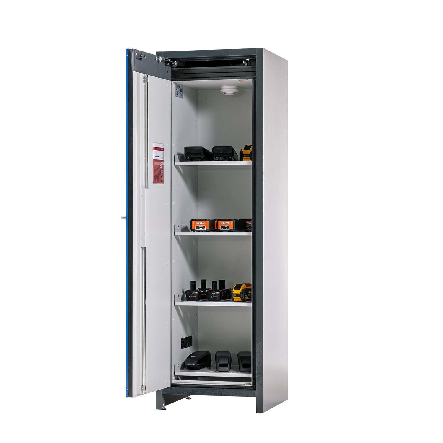 F90 Lithium-Akku-Lagerschrank STOREcore, selbstschließende Flügeltür, mit Brandwarnsystem