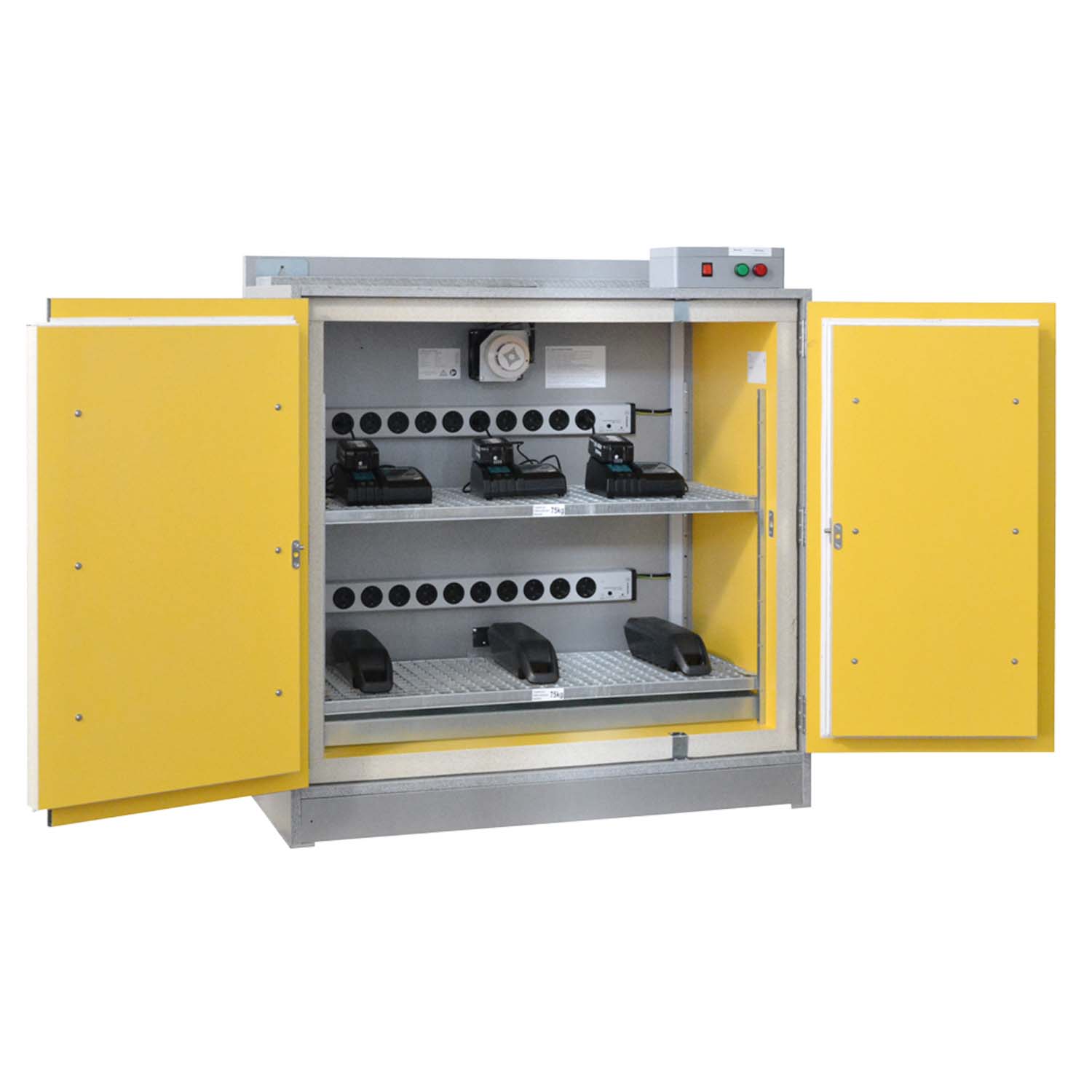 F90 Lithium-Akku-Lagerschrank basicCHARGE, optionales Brandunterdrückungssystem, 1148 x 591 x 1222 mm F90 Sicherheitsschrank für Lithium-Akkus Produktbild F90 Lithium-Akku-Lagerschrank basicCHARGE, optionales Brandunterdrückungssystem, 1148 x 591 x 1222 mm