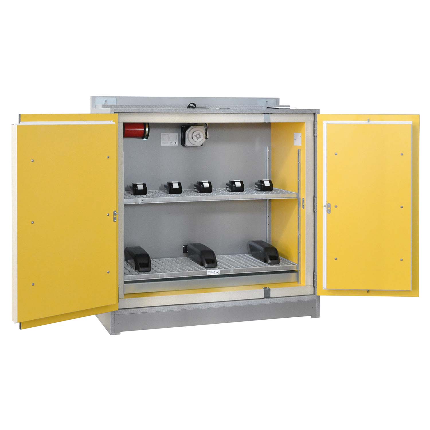 F90 Lithium-Akku-Lagerschrank basicSTORE, optionales Brandunterdrückungssystem, 1148 x 591 x 1222 mm