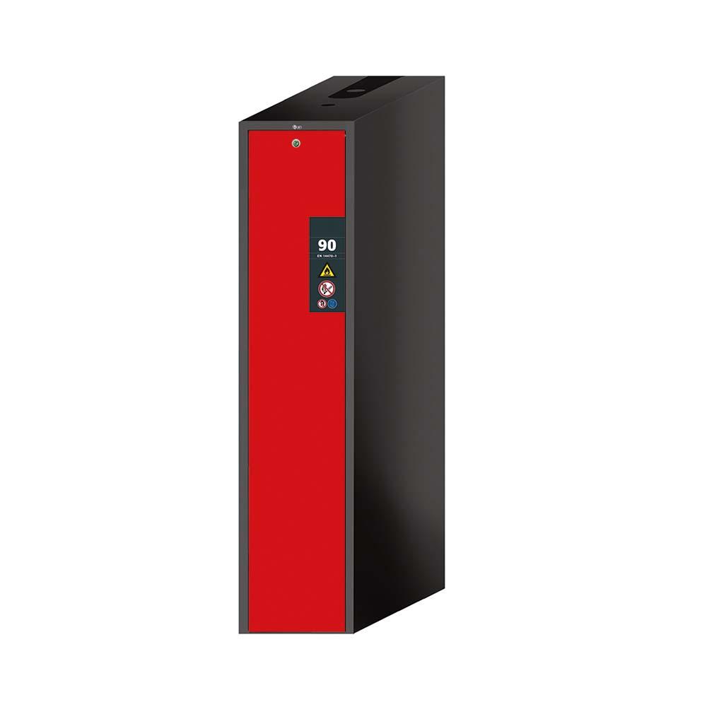 F90 Sicherheitsschrank mit Vertikalauszug, Wannenböden, 1 Bodenwanne, Tür-Schließ-Automatik, 449x860x1966mm, für Industrie F90 Hochschränke mit Vertikalauszug Produktbild F90 Sicherheitsschrank mit Vertikalauszug, Fachböden, 1 Bodenwanne, Tür-Schließ-Automatik, 449x860x1966mm, für Industrie