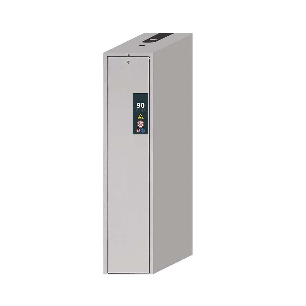 F90 Sicherheitsschrank mit Vertikalauszügen, 4 Wannenböden, 1 Bodenwanne 13 l, Tür-Schließ-Automatik (TSA)