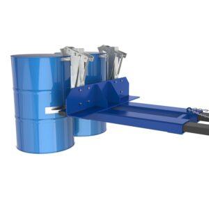 Vollhydraulischer Universal-Fassgreifer für liegende und stehende 200 l Fässer, Stapleranbaugerät Fassmanipulator Produktbild GREIFFIX-Fassgreifer für 2-Fassaufnahme von 200 l Fässern, Stapleranbaugerät