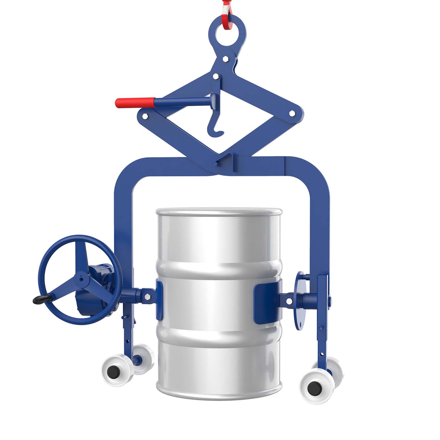 Fass-Kippgreifer für 60 l Fässer mit Getriebe, Traglast 150 kg