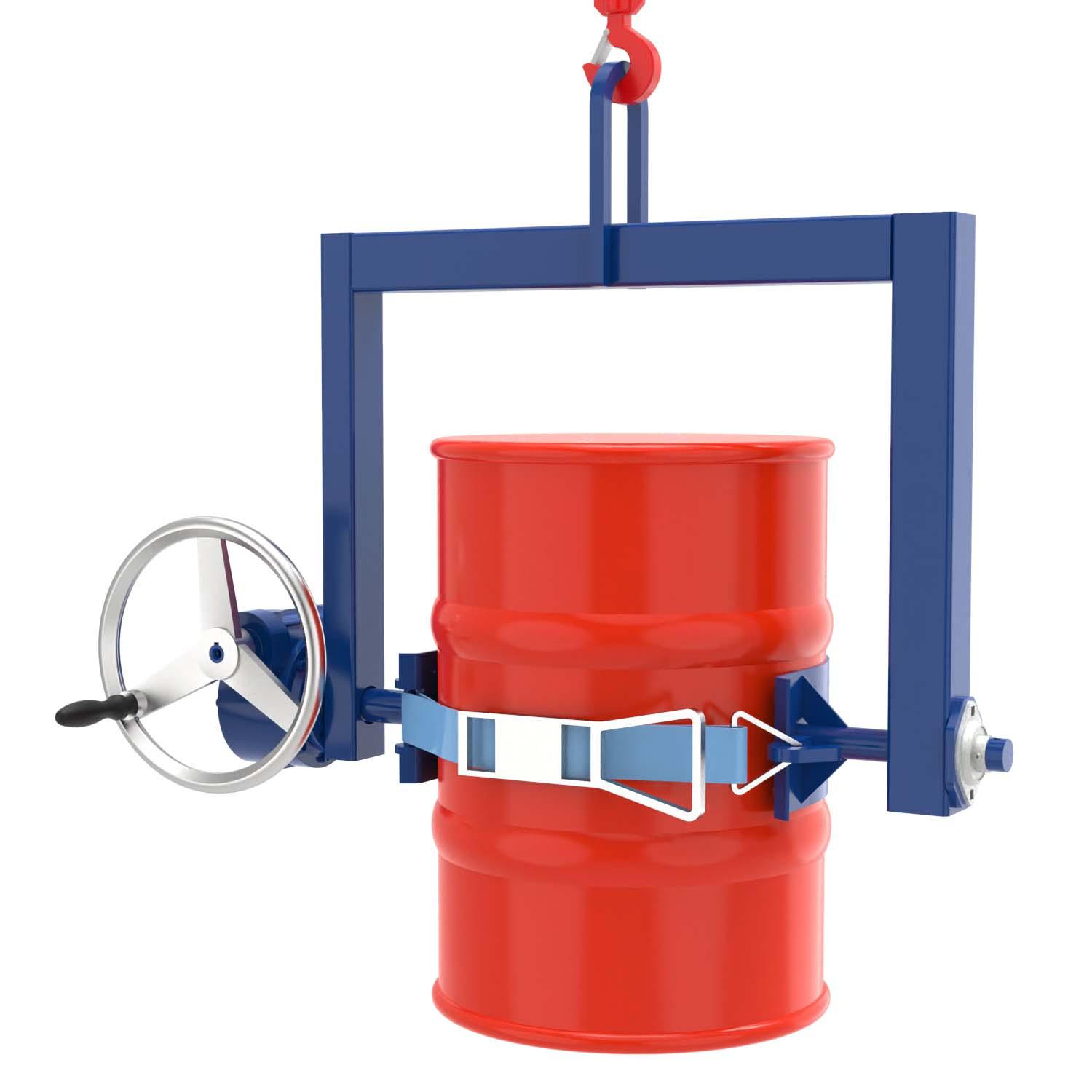 Fass-Kipptraverse mit Getriebe für stehende 60 l Stahlfässer, Schwenkbereich 360°