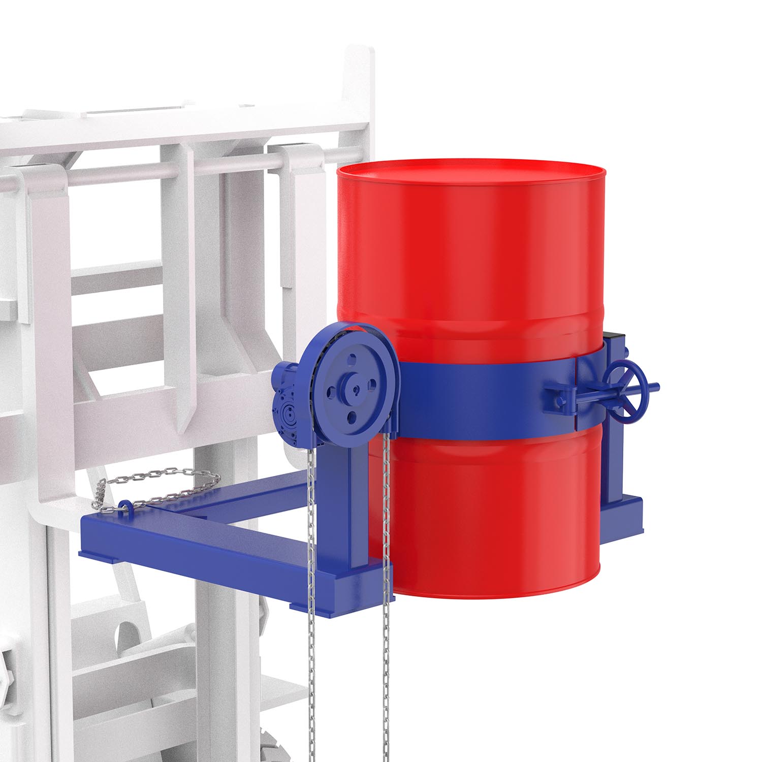 Fasskipper für 200 l Stahlfässer, Stapleranbaugerät