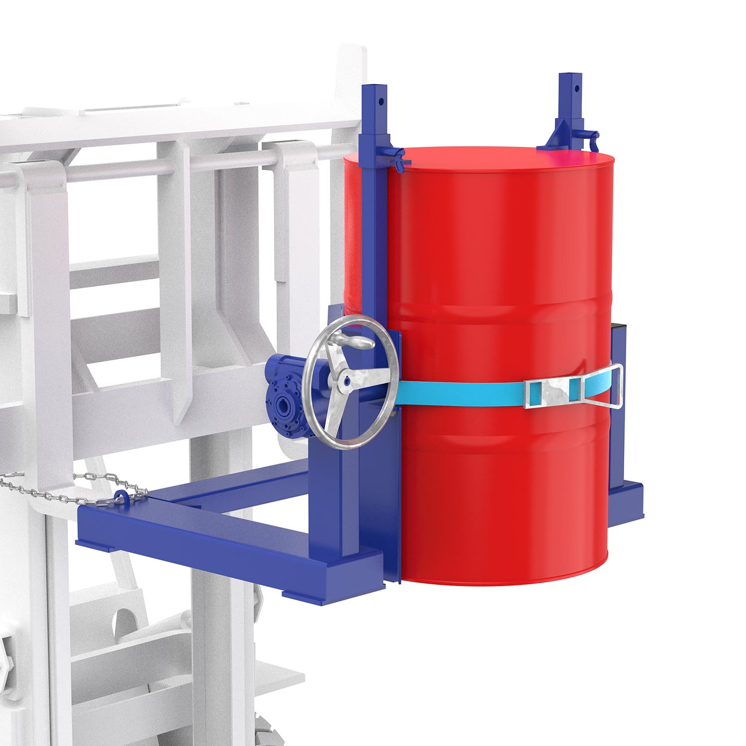 Fasskipper für Stahl- und Kunststofffässer, Stapleranbaugerät