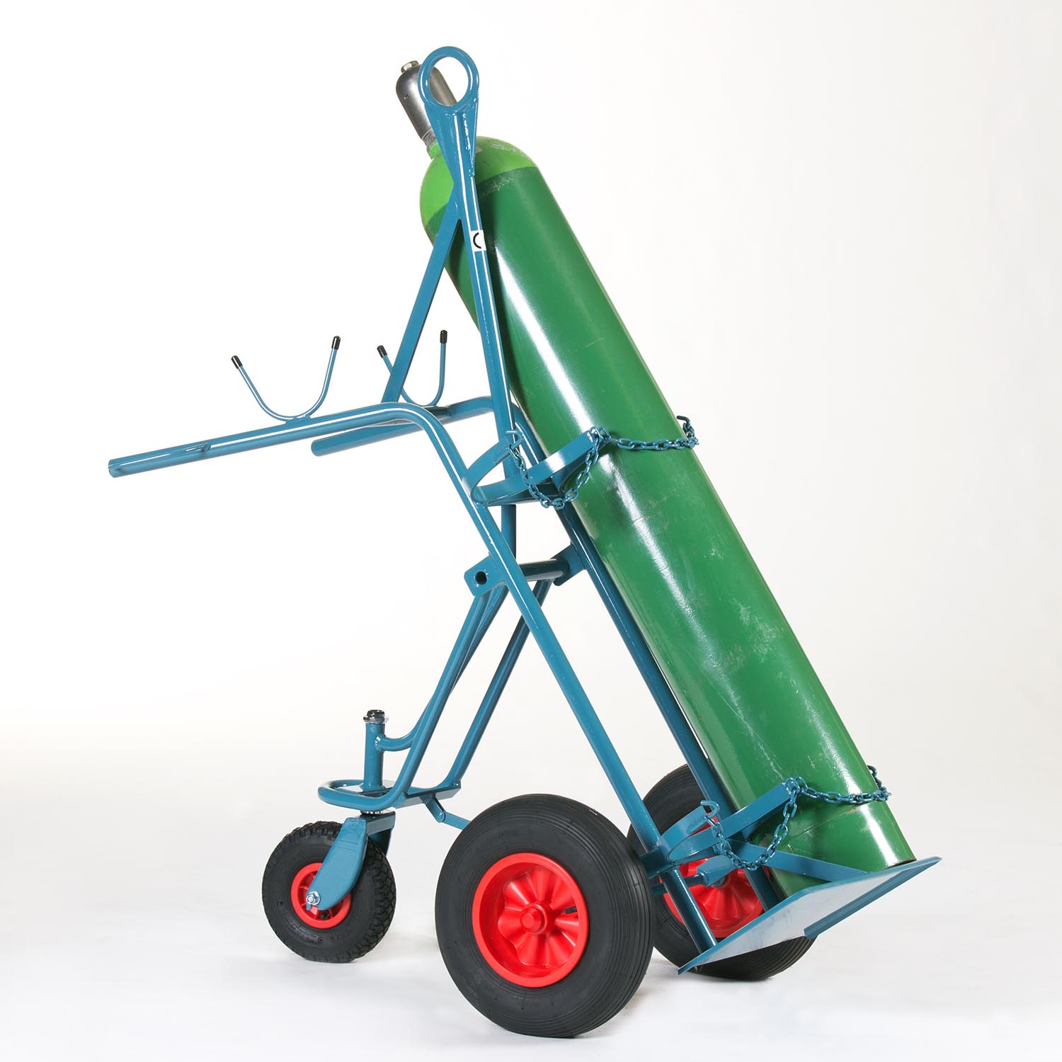 Gasflaschenwagen für 2 x 50 l Gasflaschen mit ausklappbarem Spornrad, kranbar