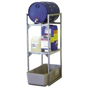 Auffangwanne aus Stahl economy-line für 1 x 1000 l IBC, lackiert, mit Auflageprofilen, 1300x1120x1050mm Auffangwannen aus Stahl Produktbild Fassregal mit Auffangwanne aus GFK für 1 x 60 l Fass, 1 Gitterrostauflage für Kleingebinde, 450 x 820 x 1310 mm